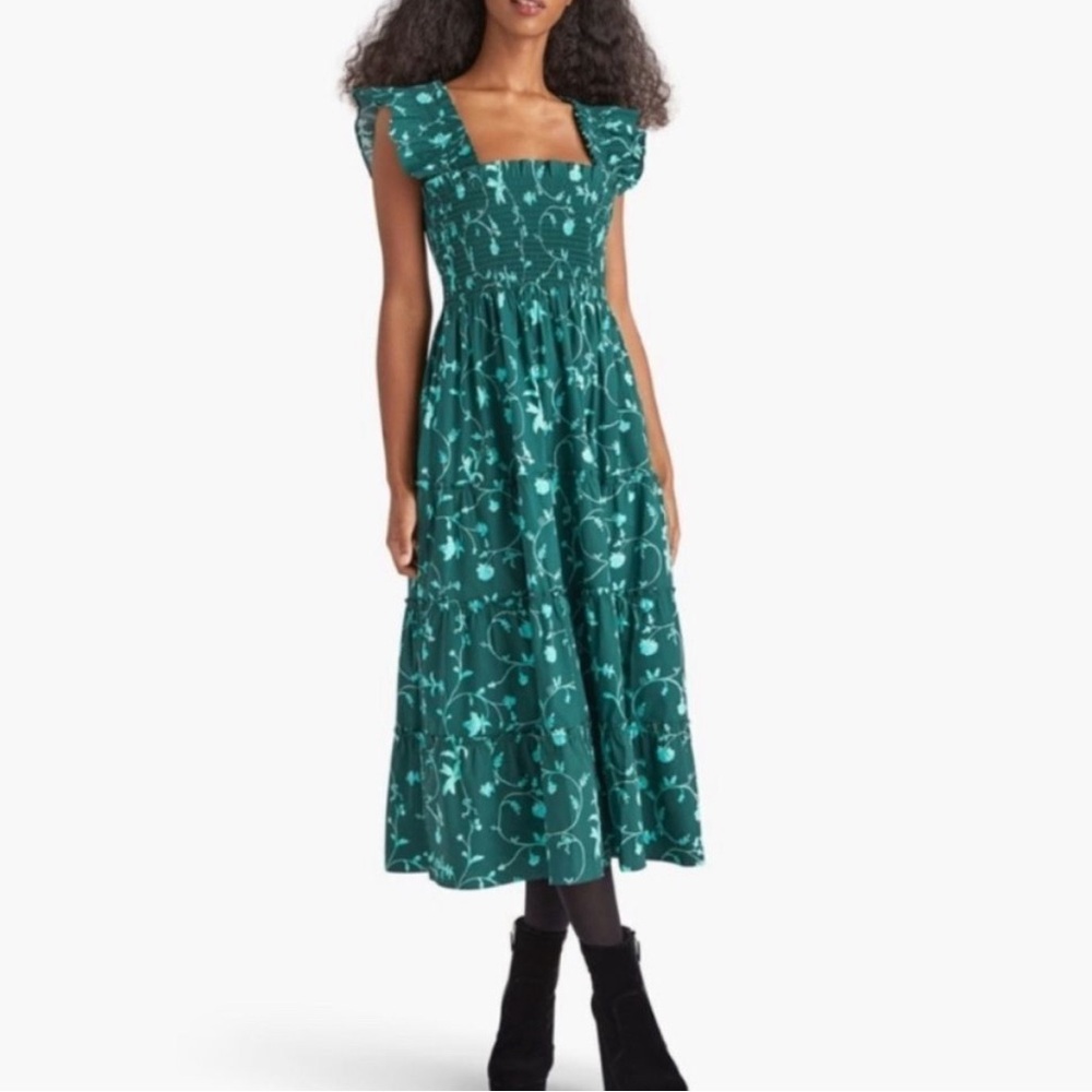 Hill House Ellie Nap Dress in Green Botanical Size XXL